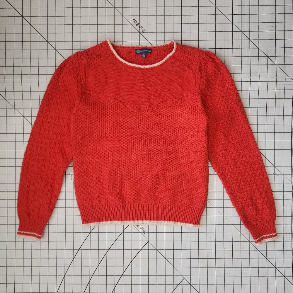 Democracy Red Vintage Inspired Long Sleeve Preppy Cotton Blend Sweater Size S
